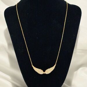 New, BP Luxe Layers Shield & Gold Wing Necklace
